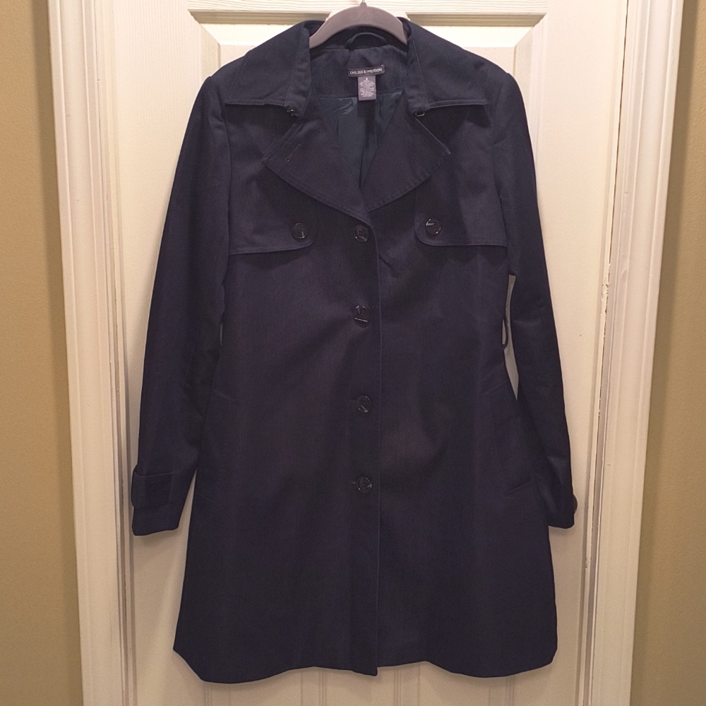 Chelsea and Theodore Denim Dress Jacket with Pleating